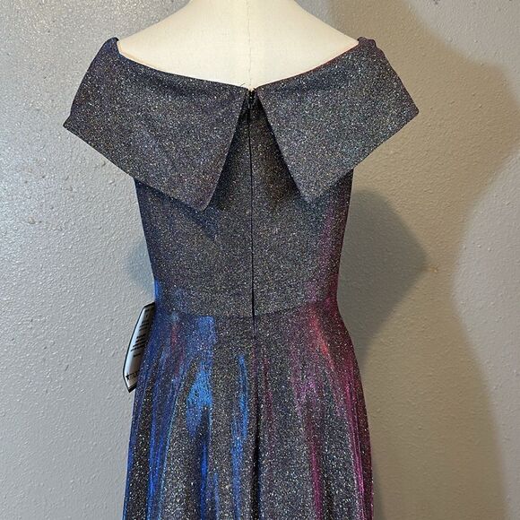 Xscape women’s off-the-shoulder sweetheart neck cap sleeve glitter gown size 6 - Picture 7 of 14